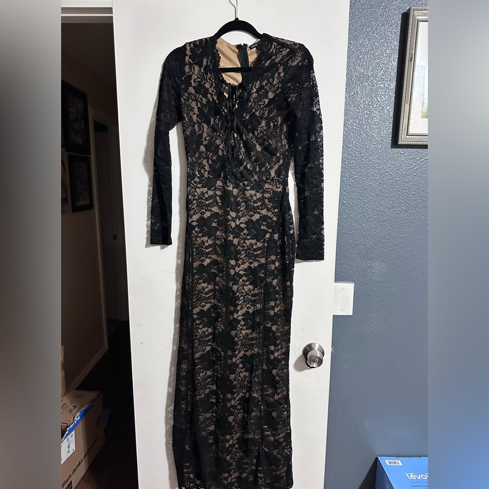 Fashion Nova Elegant Long Sleeve Black Lace Dress Size‎ Medium